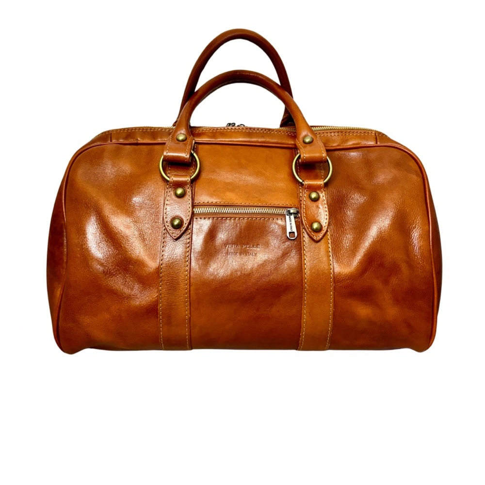 VERA PELLE Leather Travel Bag Duffel Overnight
